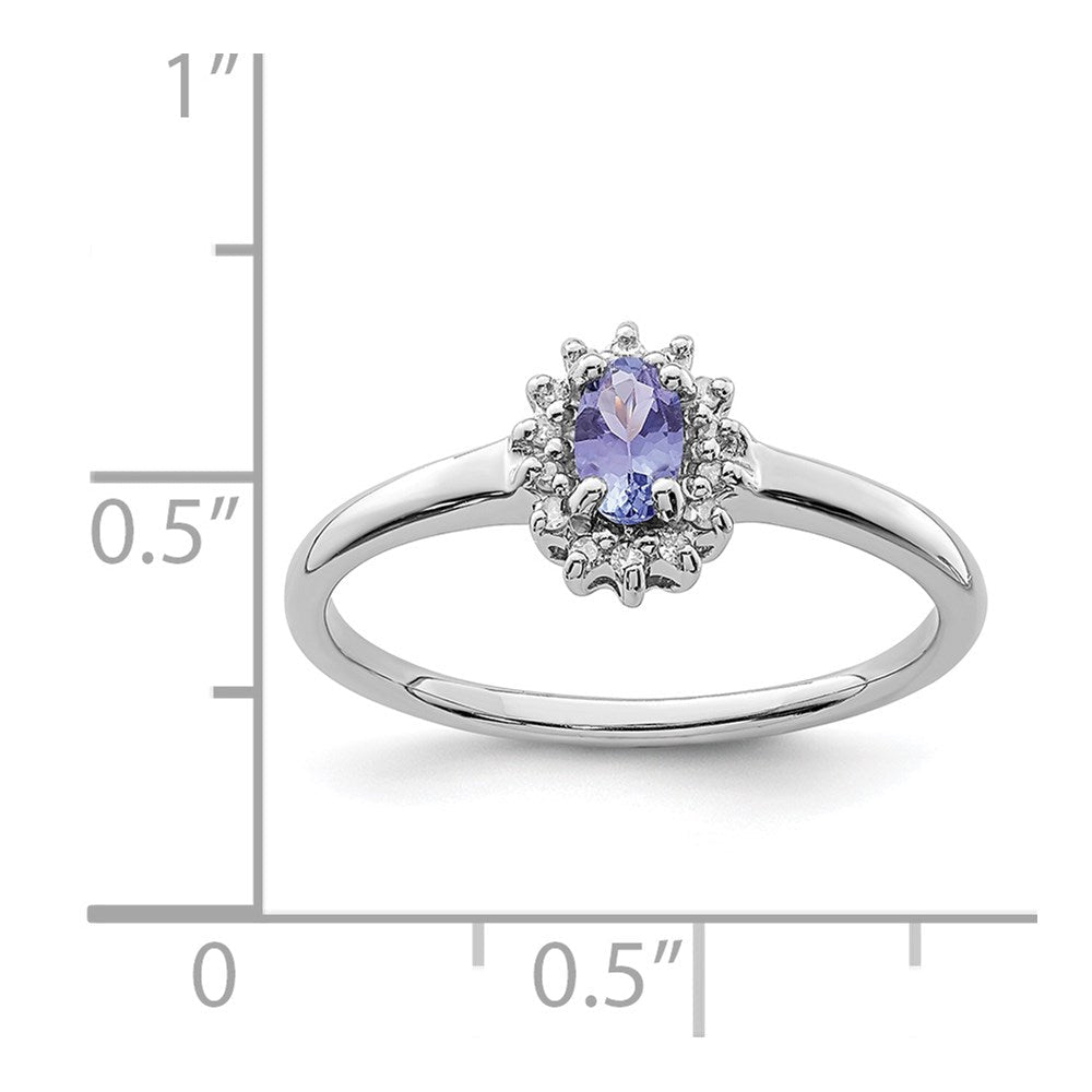 Sterlingsilber Rhodium Tansanit & Diamant. Ring