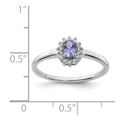 Sterlingsilber Rhodium Tansanit & Diamant. Ring