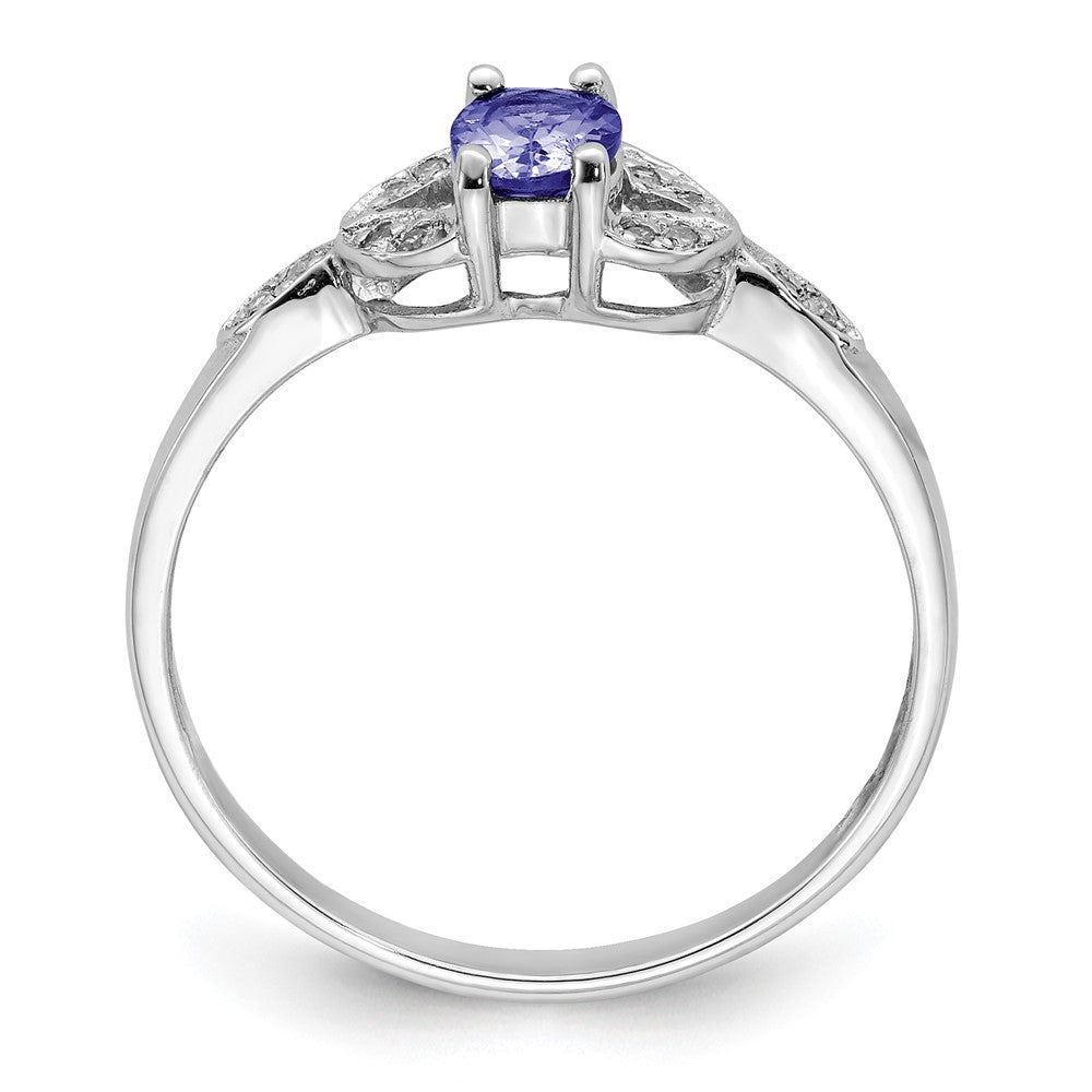 Sterlingsilber Rhodium Tansanit & Diamant. Ring