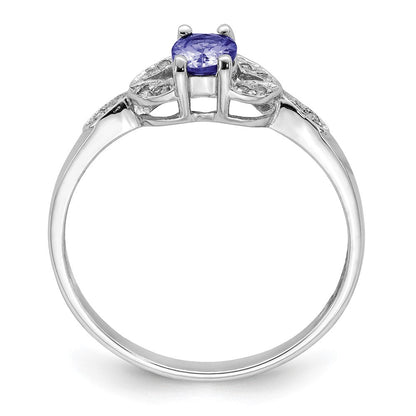 Sterlingsilber Rhodium Tansanit & Diamant. Ring