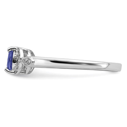 Sterlingsilber Rhodium Tansanit & Diamant. Ring