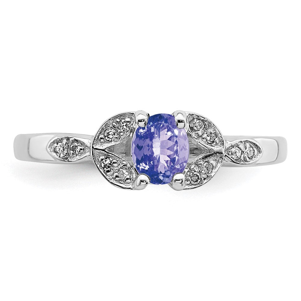 Sterlingsilber Rhodium Tansanit & Diamant. Ring