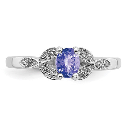 Sterlingsilber Rhodium Tansanit & Diamant. Ring