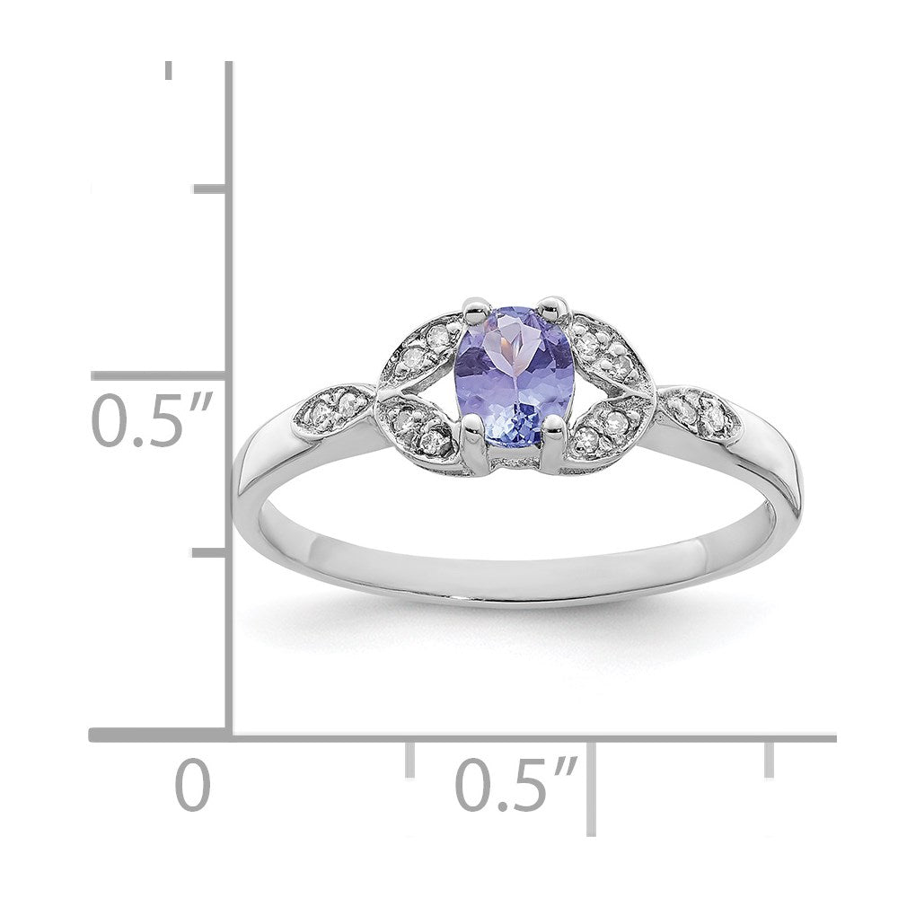 Sterlingsilber Rhodium Tansanit & Diamant. Ring