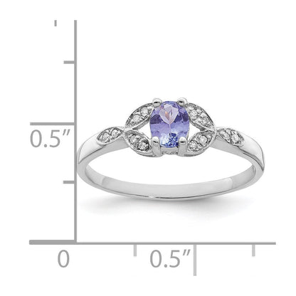 Sterlingsilber Rhodium Tansanit & Diamant. Ring