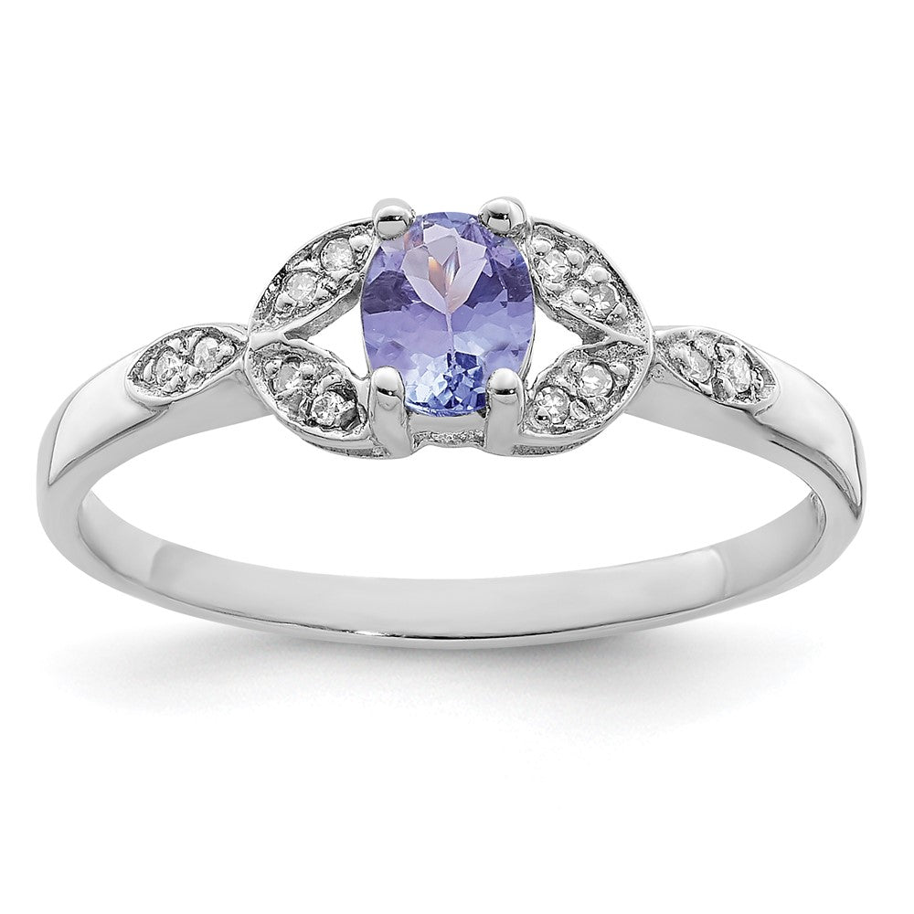 Sterlingsilber Rhodium Tansanit & Diamant. Ring
