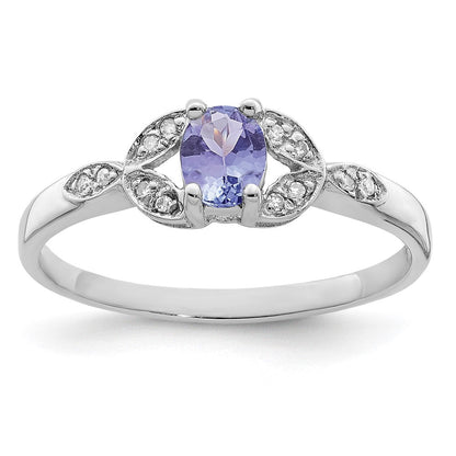 Sterlingsilber Rhodium Tansanit & Diamant. Ring