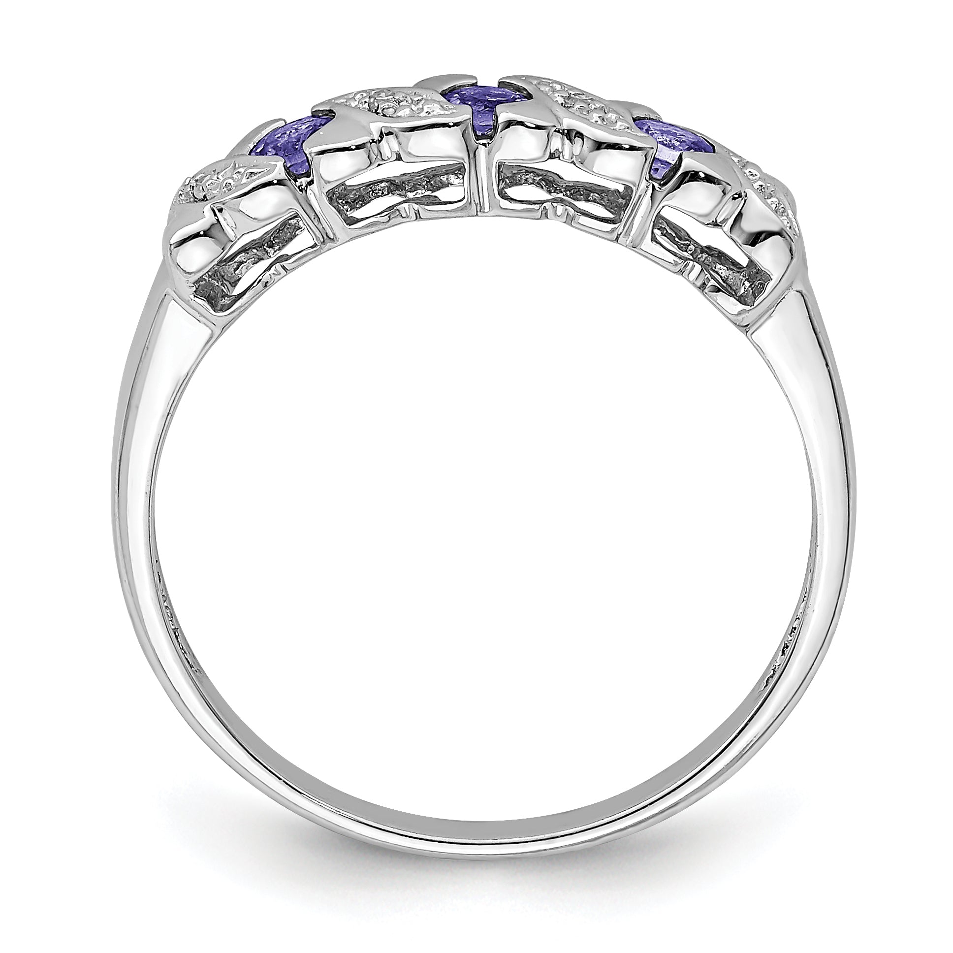 Sterlingsilber Rhodium Tansanit & Diamant. Ring