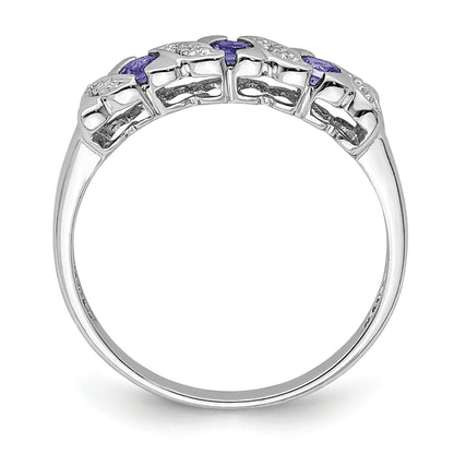 Sterlingsilber Rhodium Tansanit & Diamant. Ring