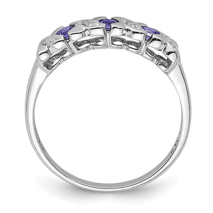 Sterlingsilber Rhodium Tansanit & Diamant. Ring