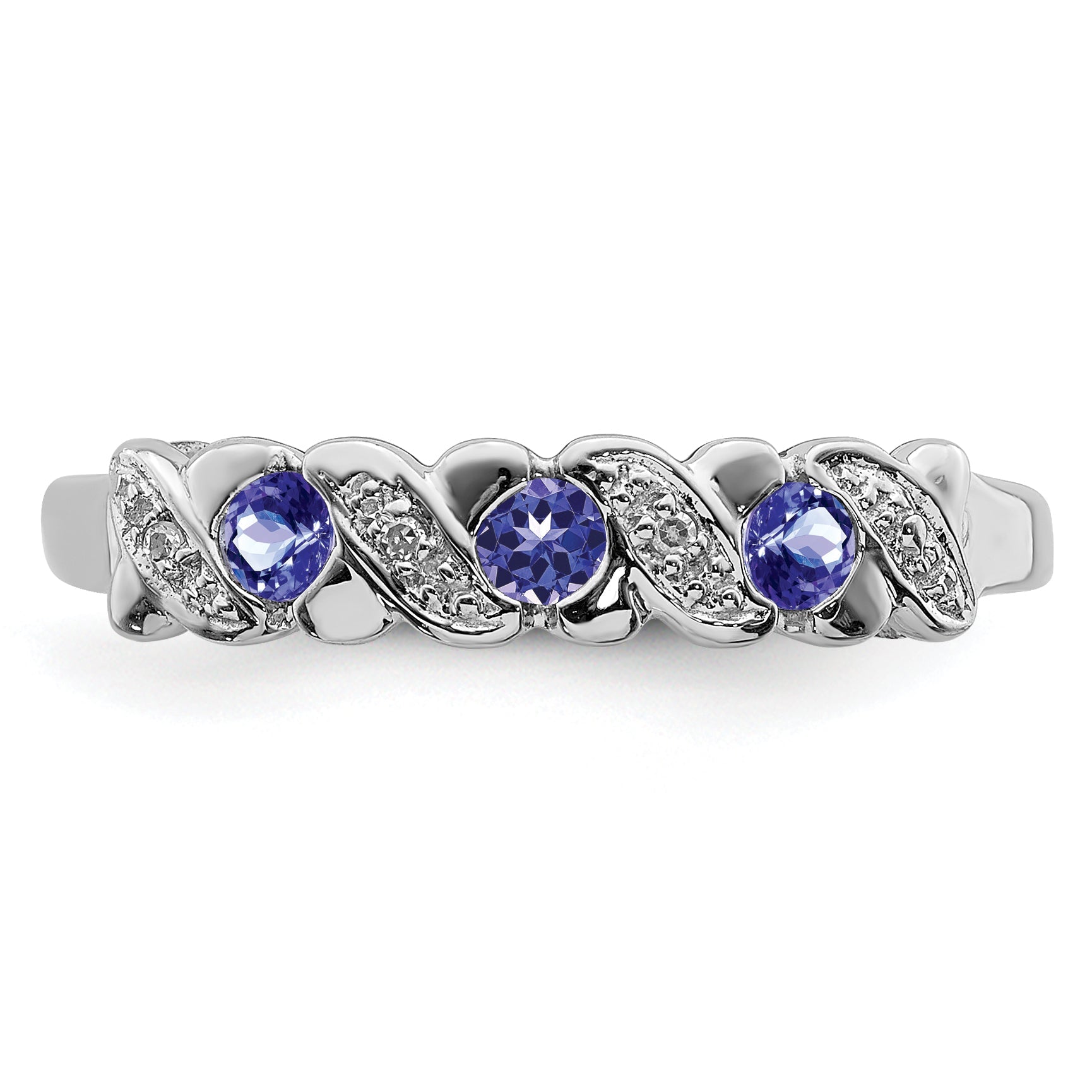 Sterlingsilber Rhodium Tansanit & Diamant. Ring