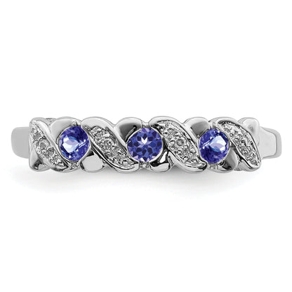 Sterlingsilber Rhodium Tansanit & Diamant. Ring