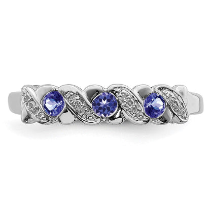 Sterlingsilber Rhodium Tansanit & Diamant. Ring