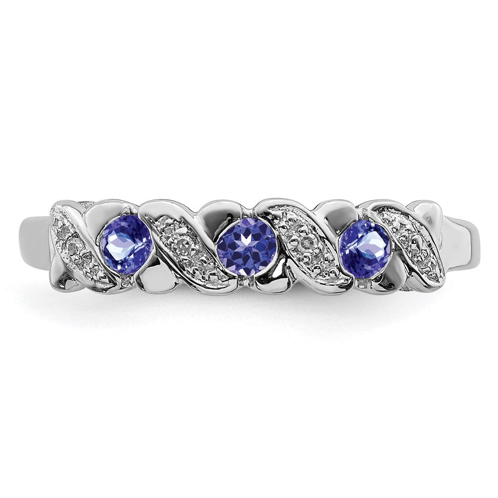Sterlingsilber Rhodium Tansanit & Diamant. Ring