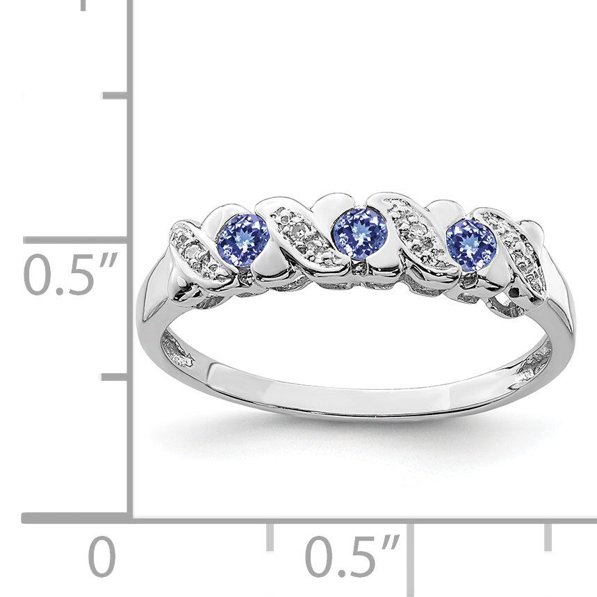 Sterlingsilber Rhodium Tansanit & Diamant. Ring