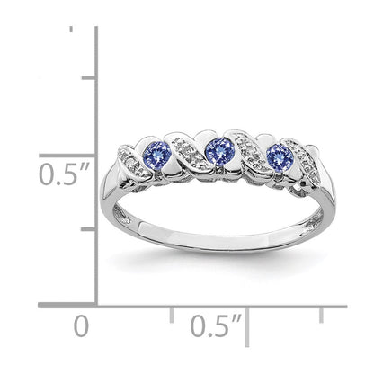 Sterlingsilber Rhodium Tansanit & Diamant. Ring