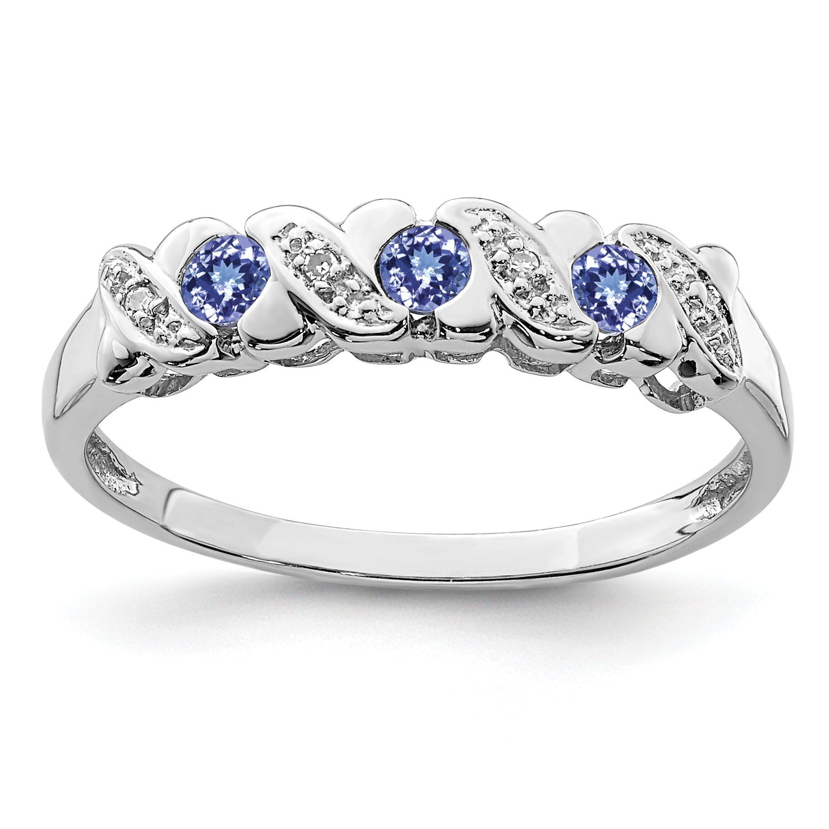 Sterlingsilber Rhodium Tansanit & Diamant. Ring
