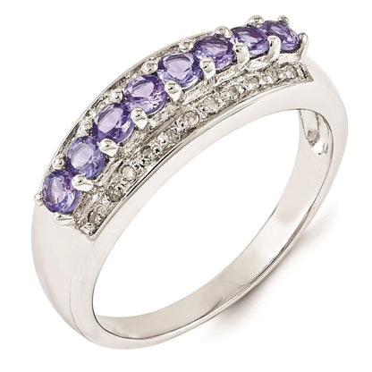 Sterlingsilber Rhodium Tansanit & Diamant. Ring