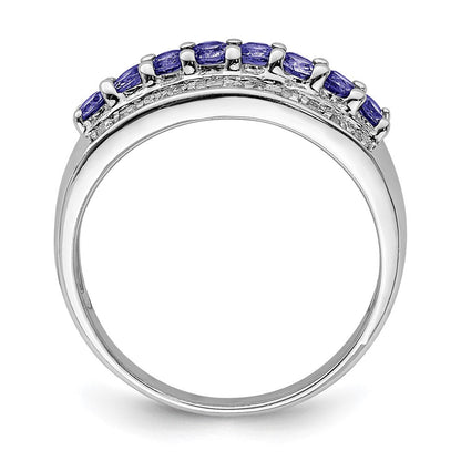 Sterlingsilber Rhodium Tansanit & Diamant. Ring
