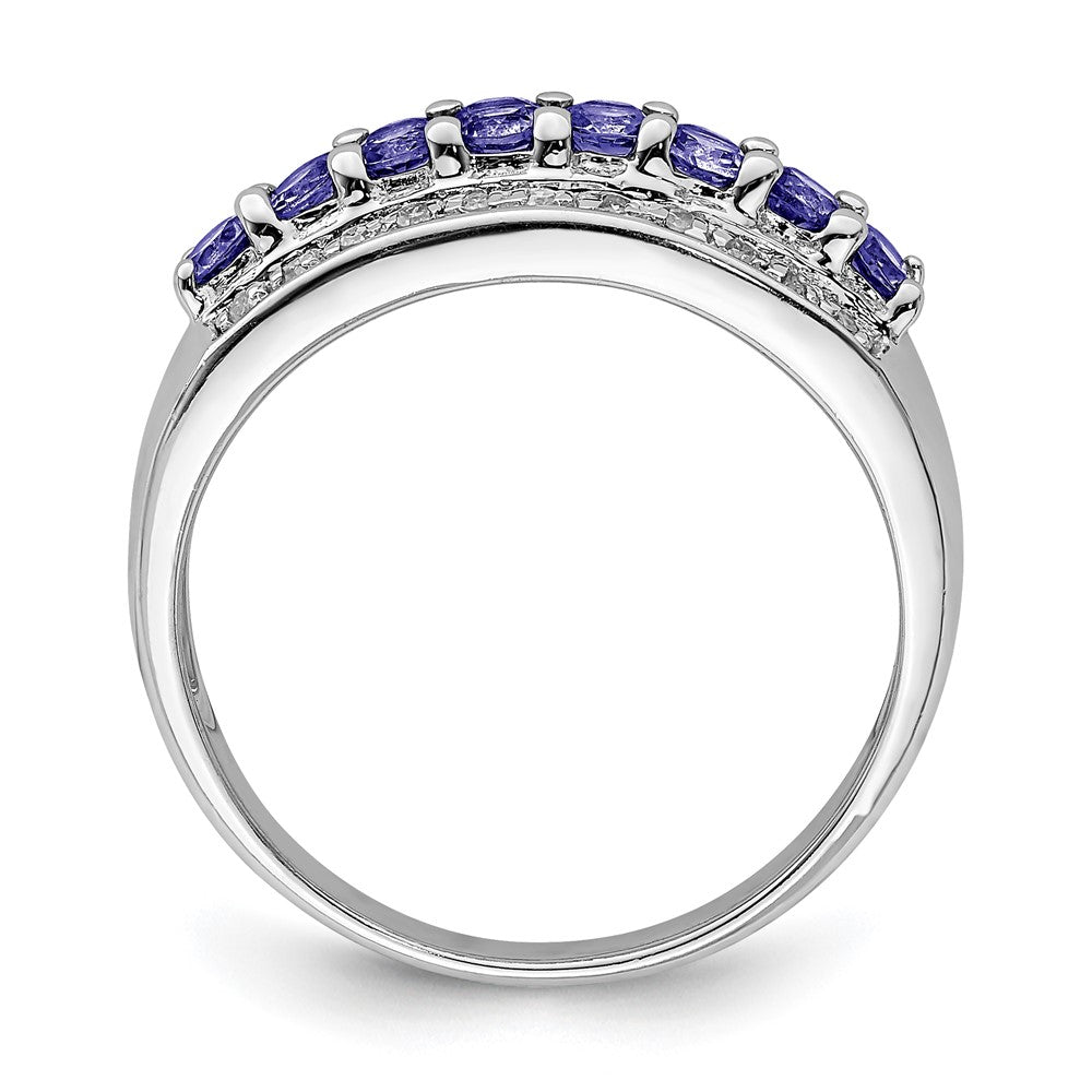 Sterlingsilber Rhodium Tansanit & Diamant. Ring