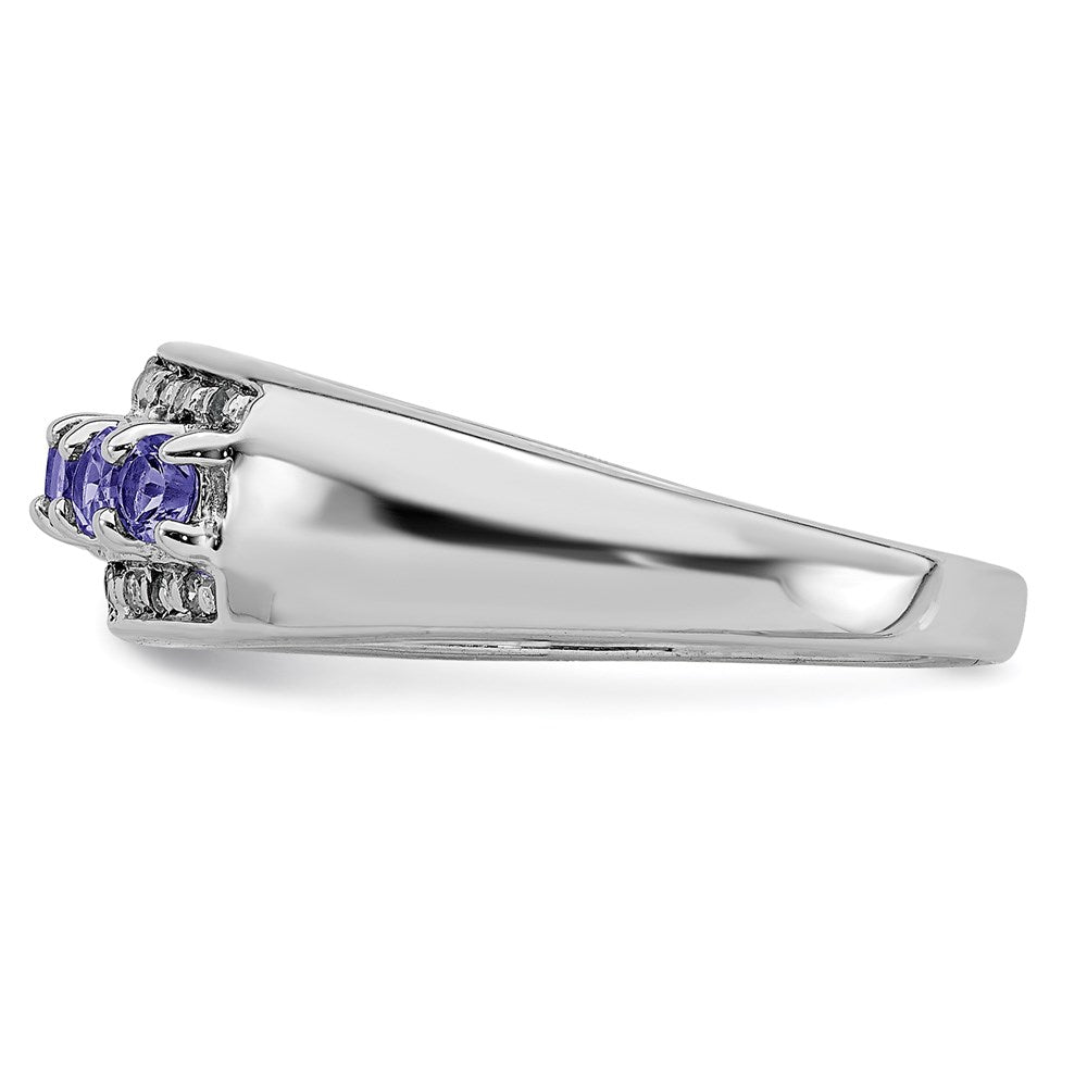 Sterlingsilber Rhodium Tansanit & Diamant. Ring