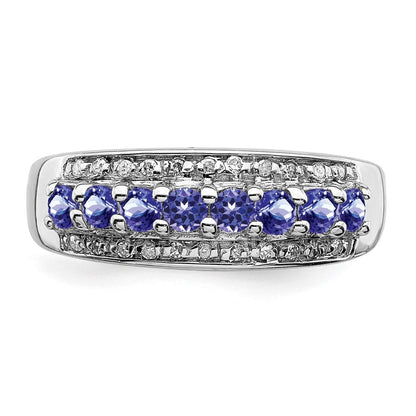 Sterlingsilber Rhodium Tansanit & Diamant. Ring