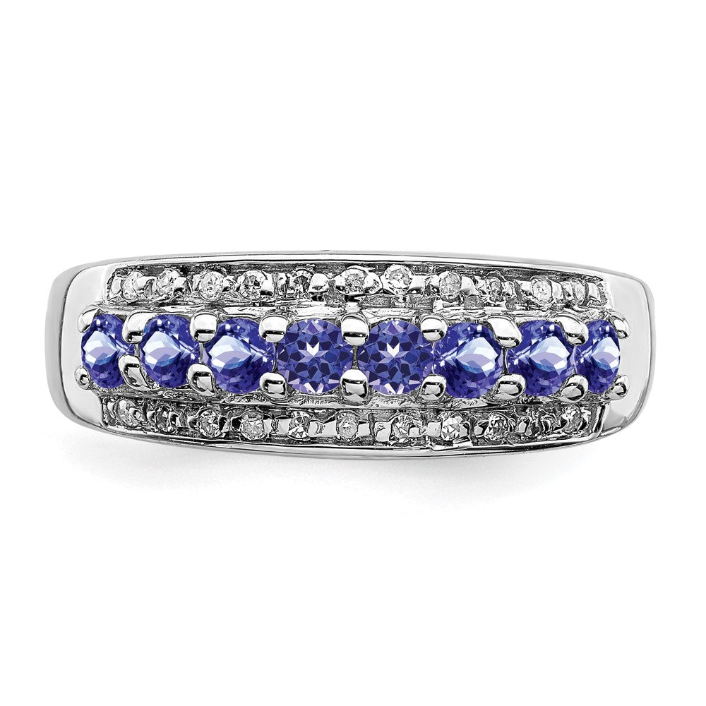 Sterlingsilber Rhodium Tansanit & Diamant. Ring