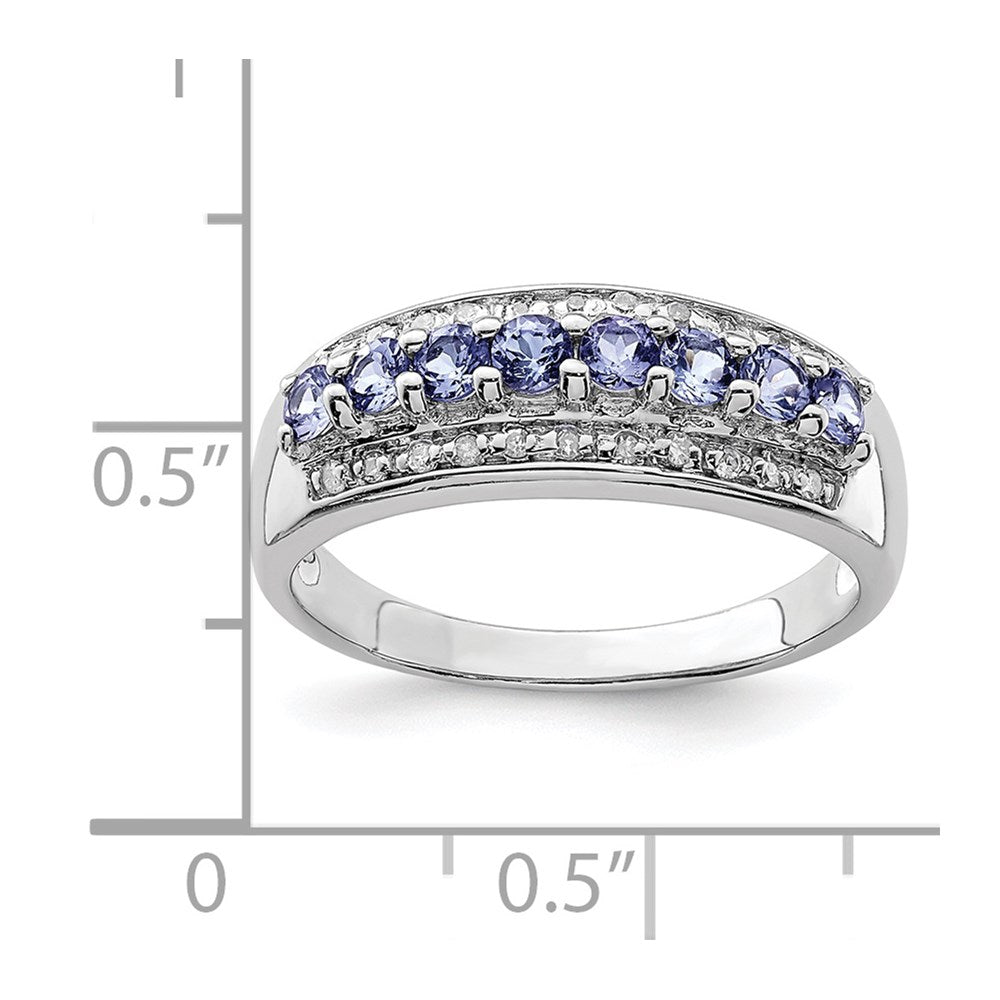 Sterlingsilber Rhodium Tansanit & Diamant. Ring