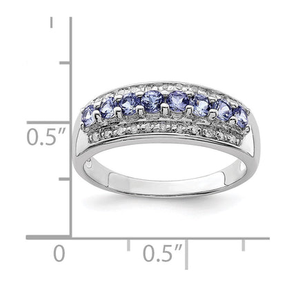 Sterlingsilber Rhodium Tansanit & Diamant. Ring