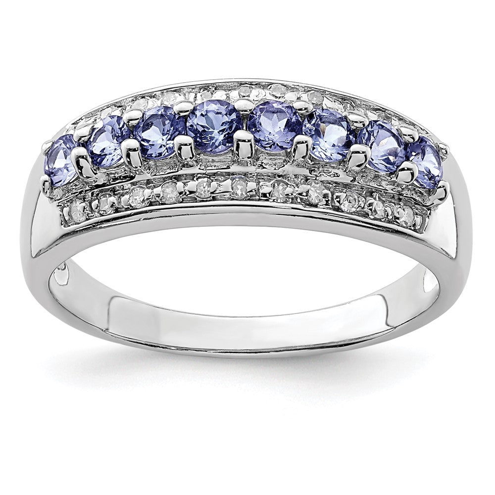Sterlingsilber Rhodium Tansanit & Diamant. Ring