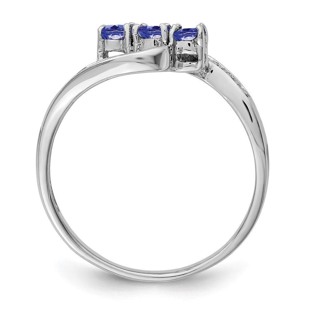 Sterlingsilber Rhodium Tansanit & Diamant. Ring