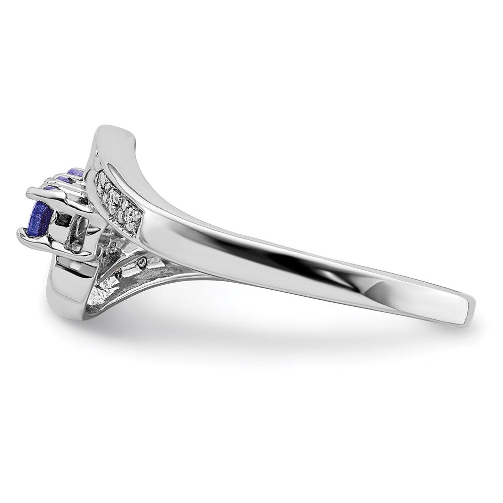 Sterlingsilber Rhodium Tansanit & Diamant. Ring