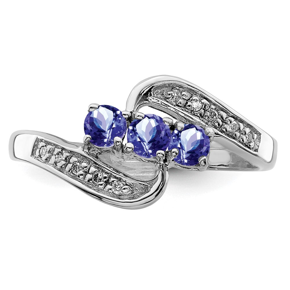 Sterlingsilber Rhodium Tansanit & Diamant. Ring