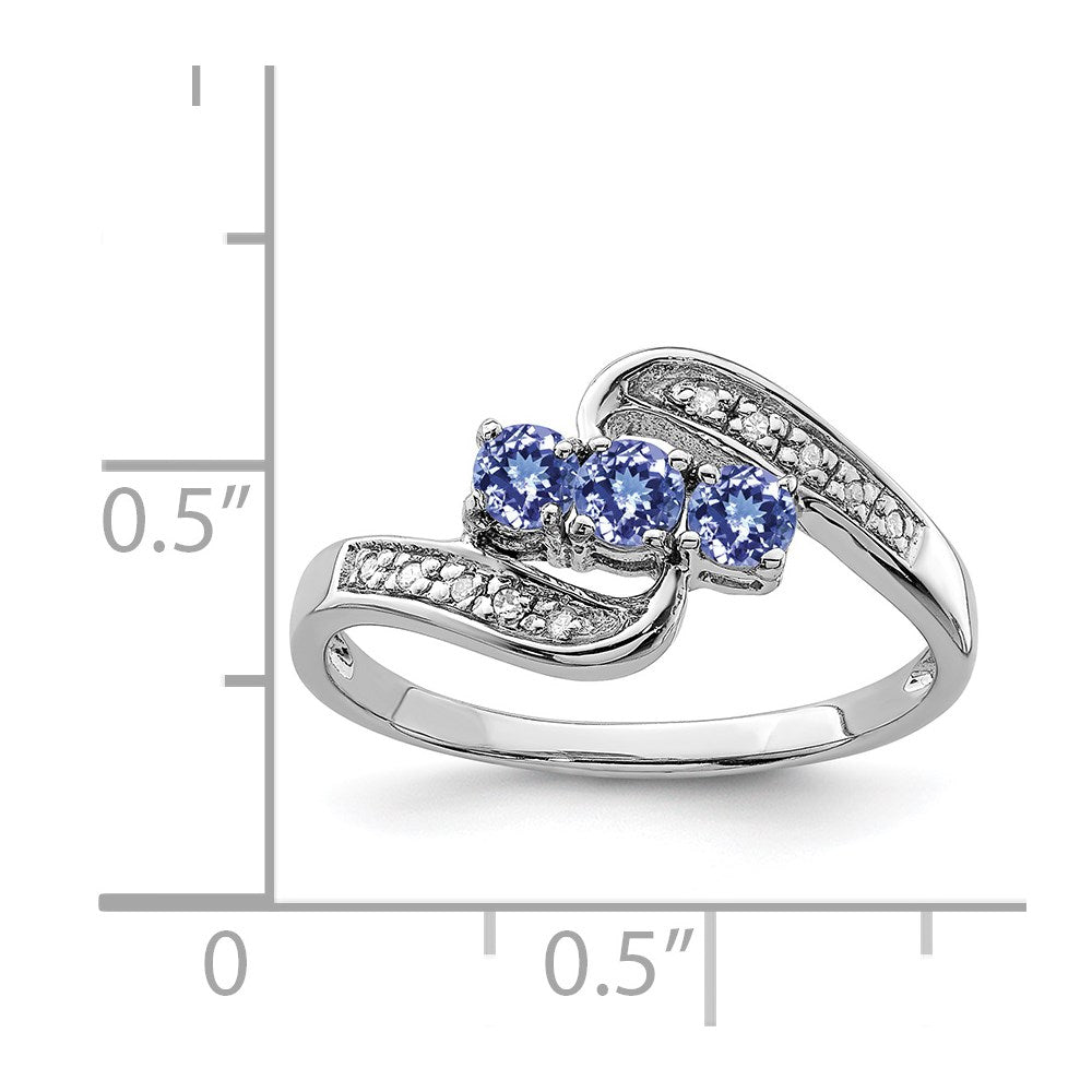 Sterlingsilber Rhodium Tansanit & Diamant. Ring
