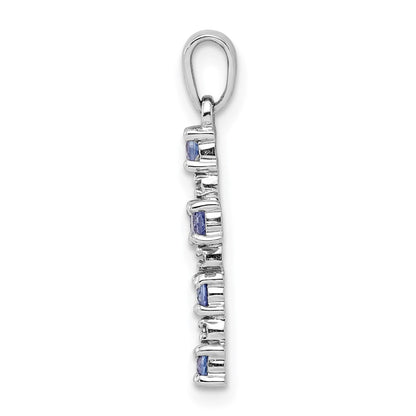 Sterlingsilber Rhodiniert Tansanit & Diamant Anhänger
