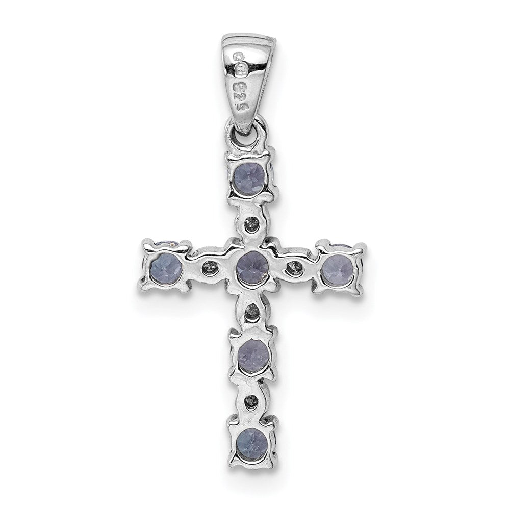 Sterlingsilber Rhodiniert Tansanit & Diamant Anhänger