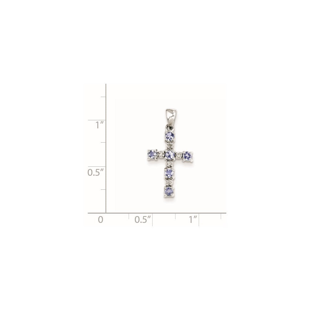 Sterlingsilber Rhodiniert Tansanit & Diamant Anhänger