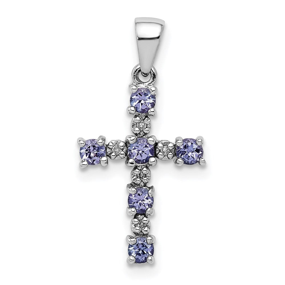 Sterlingsilber Rhodiniert Tansanit & Diamant Anhänger