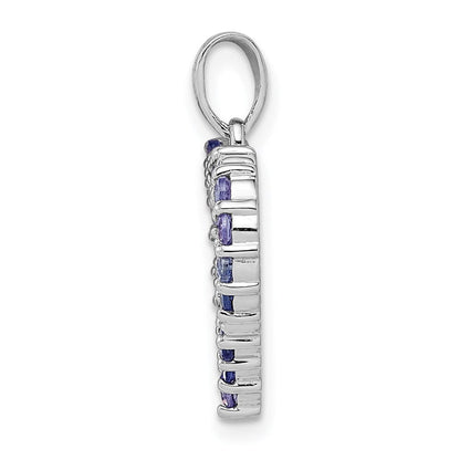 Sterlingsilber Rhodiniert Tansanit & Diamant Anhänger