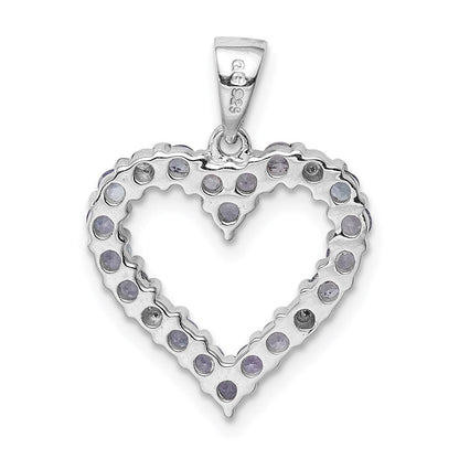 Sterlingsilber Rhodiniert Tansanit & Diamant Anhänger