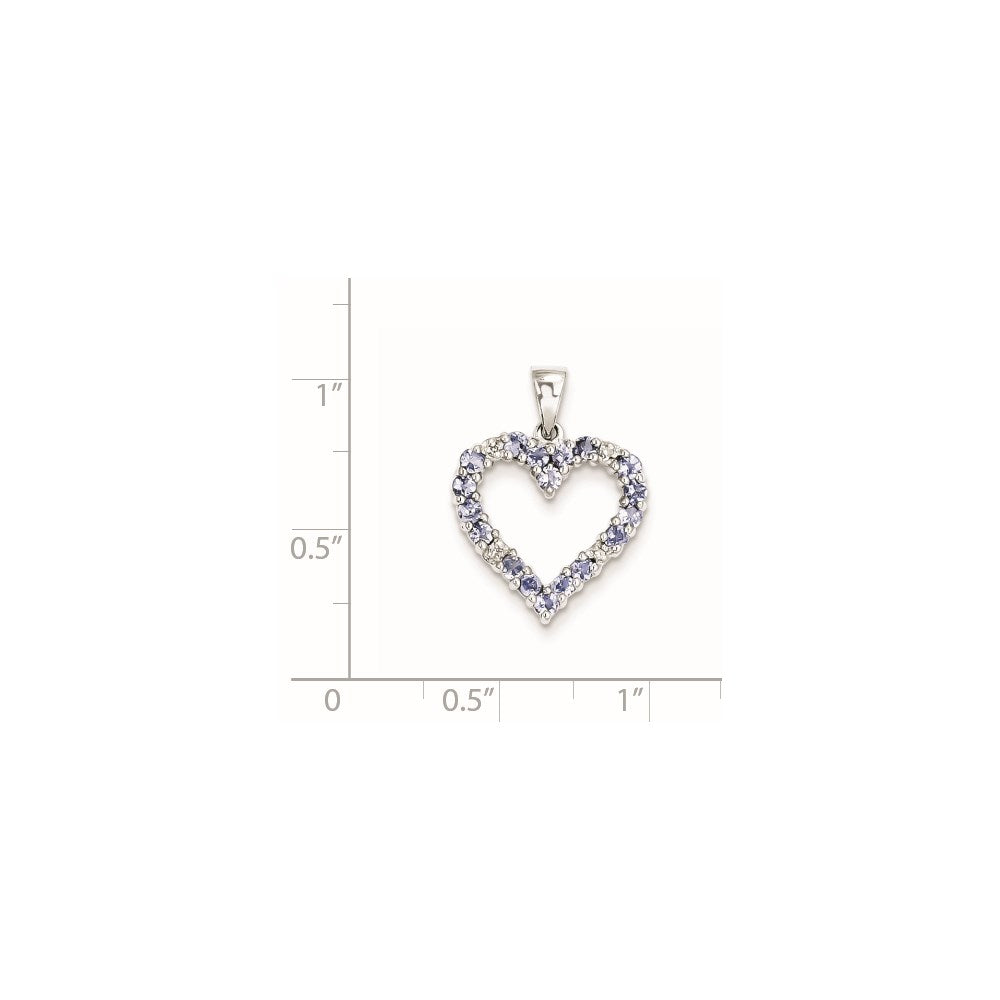 Sterlingsilber Rhodiniert Tansanit & Diamant Anhänger