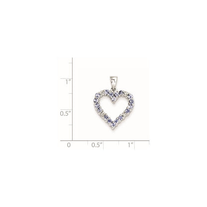 Sterlingsilber Rhodiniert Tansanit & Diamant Anhänger