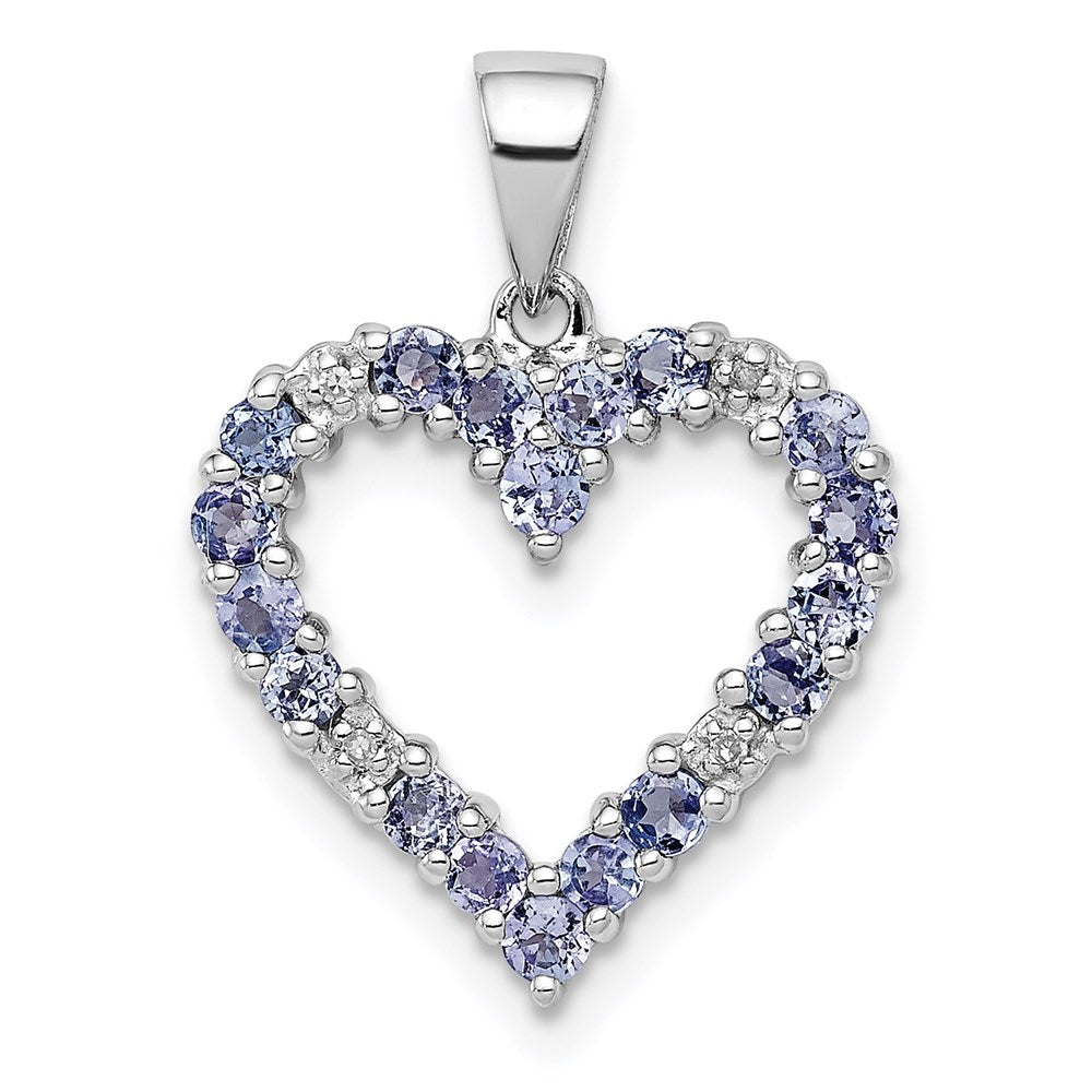 Sterlingsilber Rhodiniert Tansanit & Diamant Anhänger