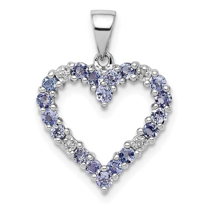 Sterlingsilber Rhodiniert Tansanit & Diamant Anhänger