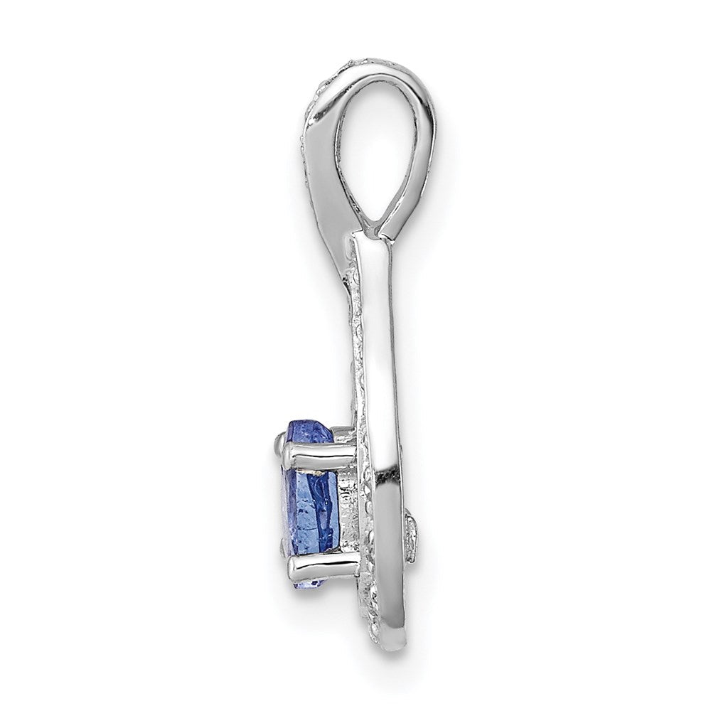 Sterlingsilber Rhodiniert Tansanit & Diamant Anhänger