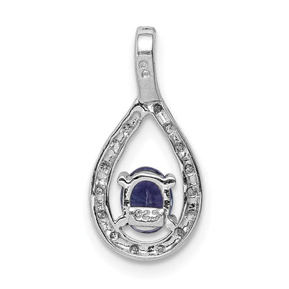 Sterlingsilber Rhodiniert Tansanit & Diamant Anhänger