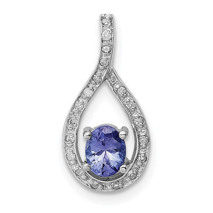 Sterlingsilber Rhodiniert Tansanit & Diamant Anhänger