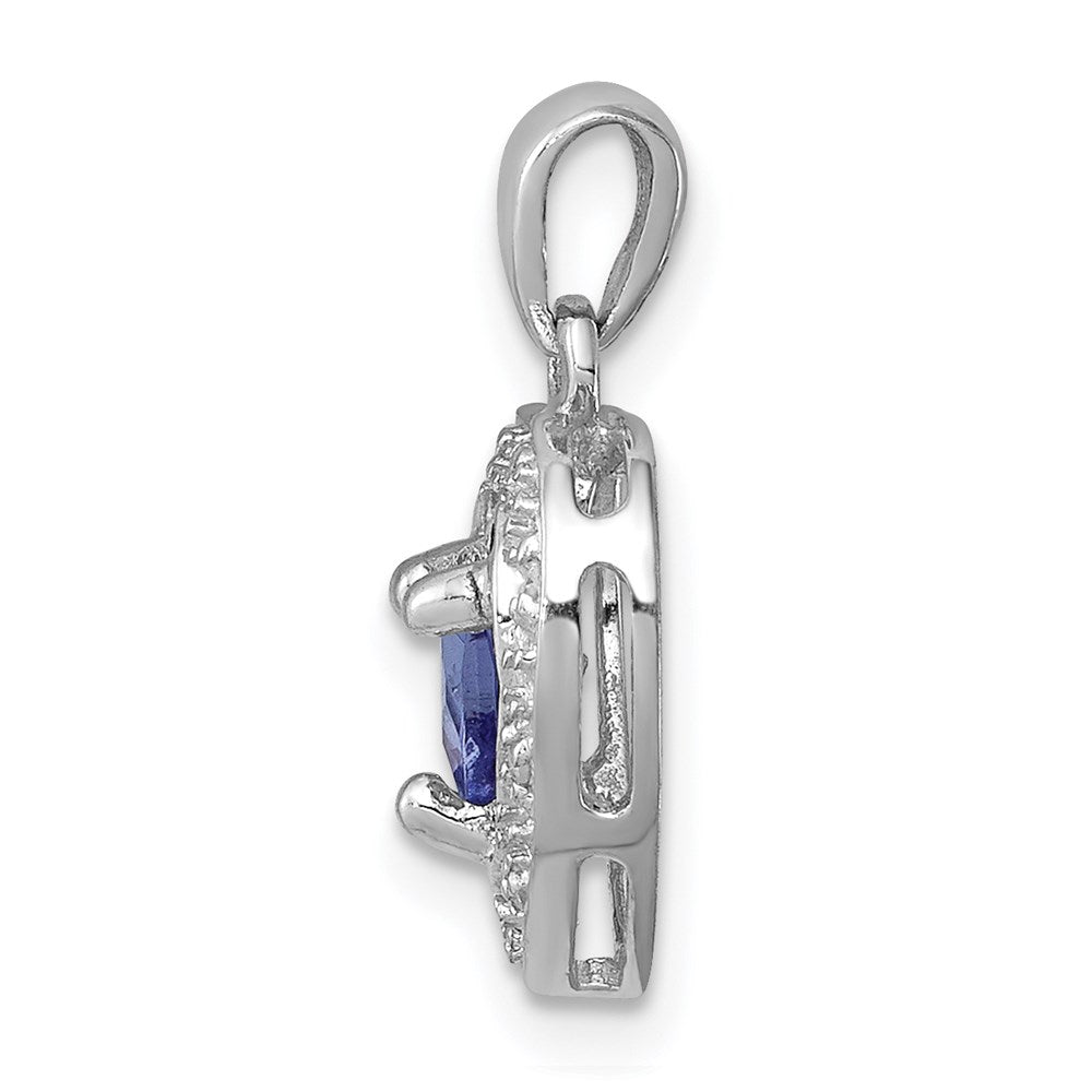 Sterlingsilber Rhodiniert Tansanit & Diamant Anhänger