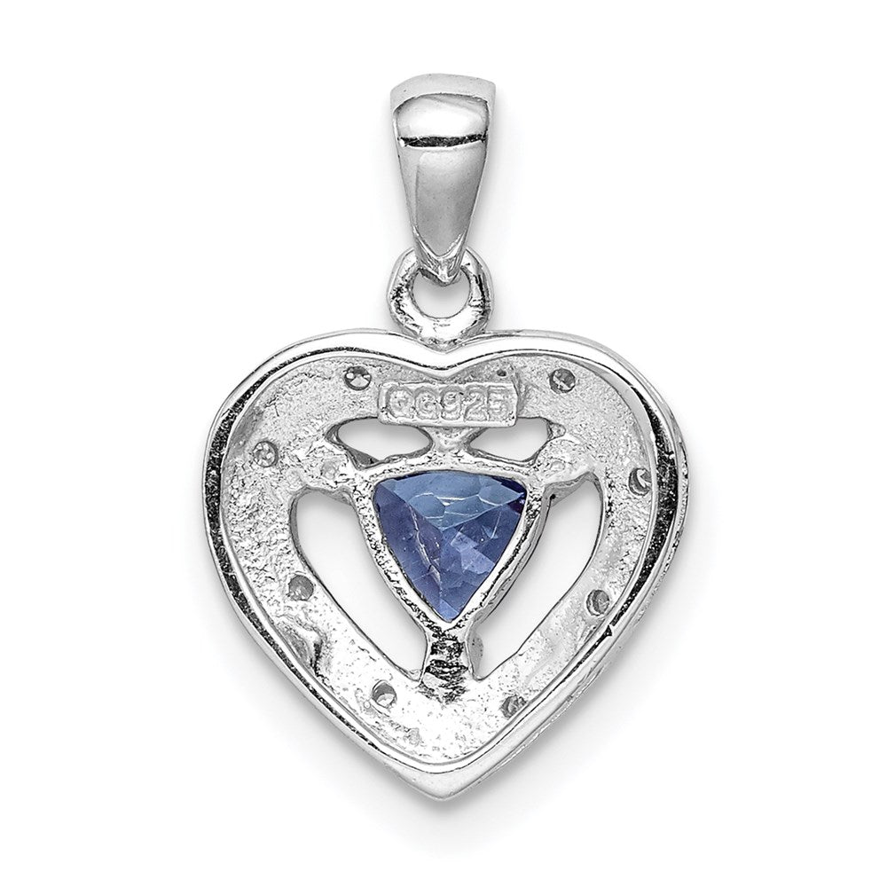 Sterlingsilber Rhodiniert Tansanit & Diamant Anhänger