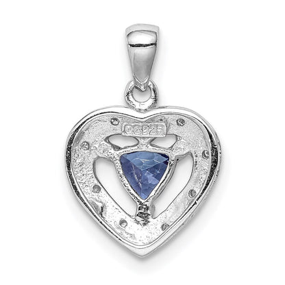 Sterlingsilber Rhodiniert Tansanit & Diamant Anhänger